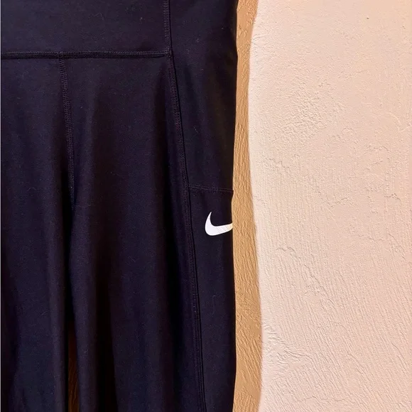 Nike Girls Black Dri-Fit Leggings with White Swoosh - L - Picture 2 of 7